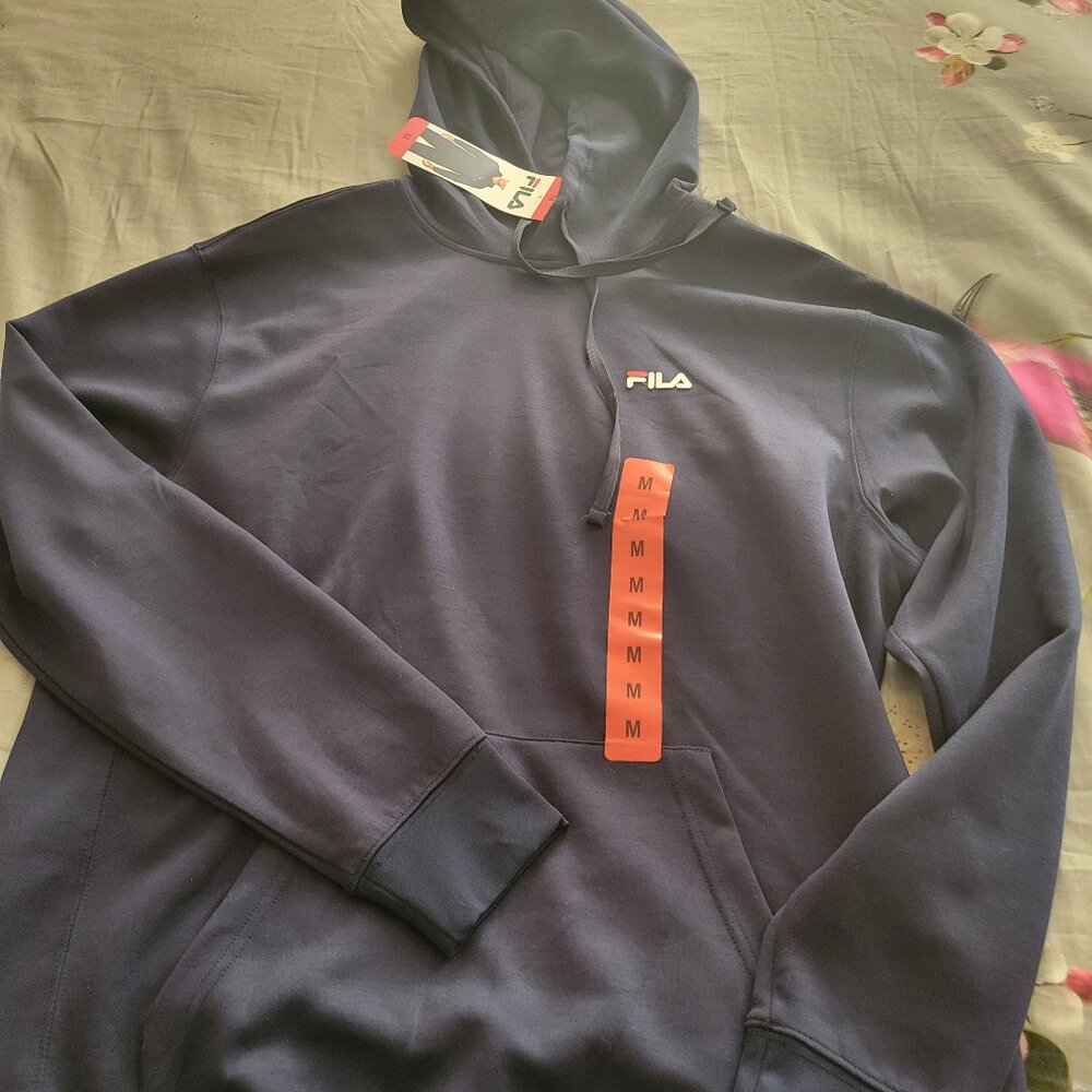 Men Medium Navy Fila Pull Over Hoodie - NWT